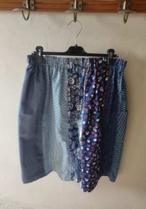 jupe patchwork bleu