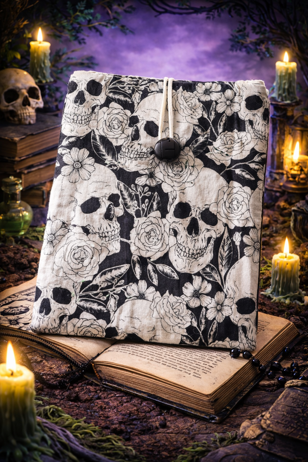 pochette à livre tête de mort