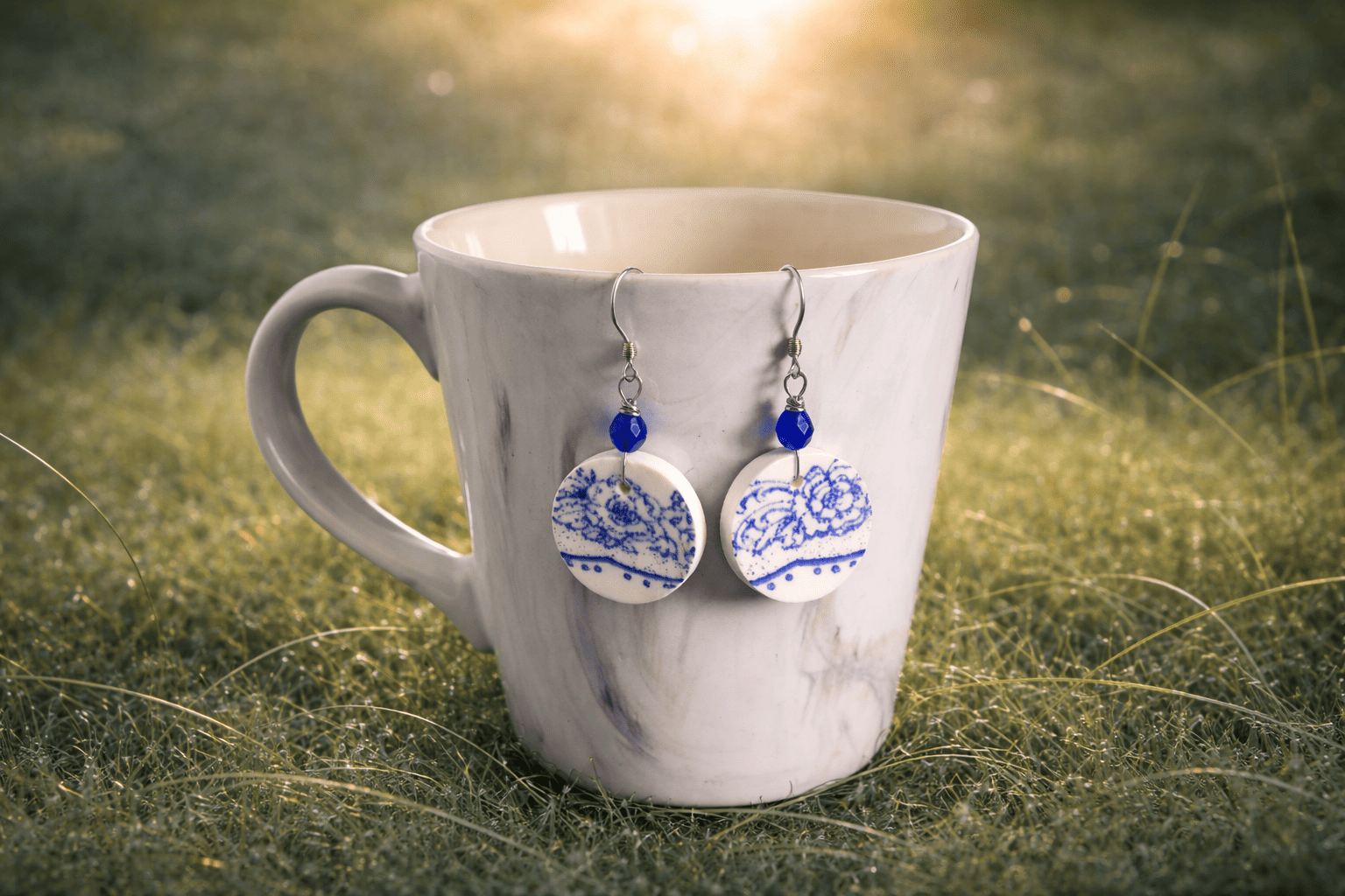 boucles d'oreilles ronde bleu