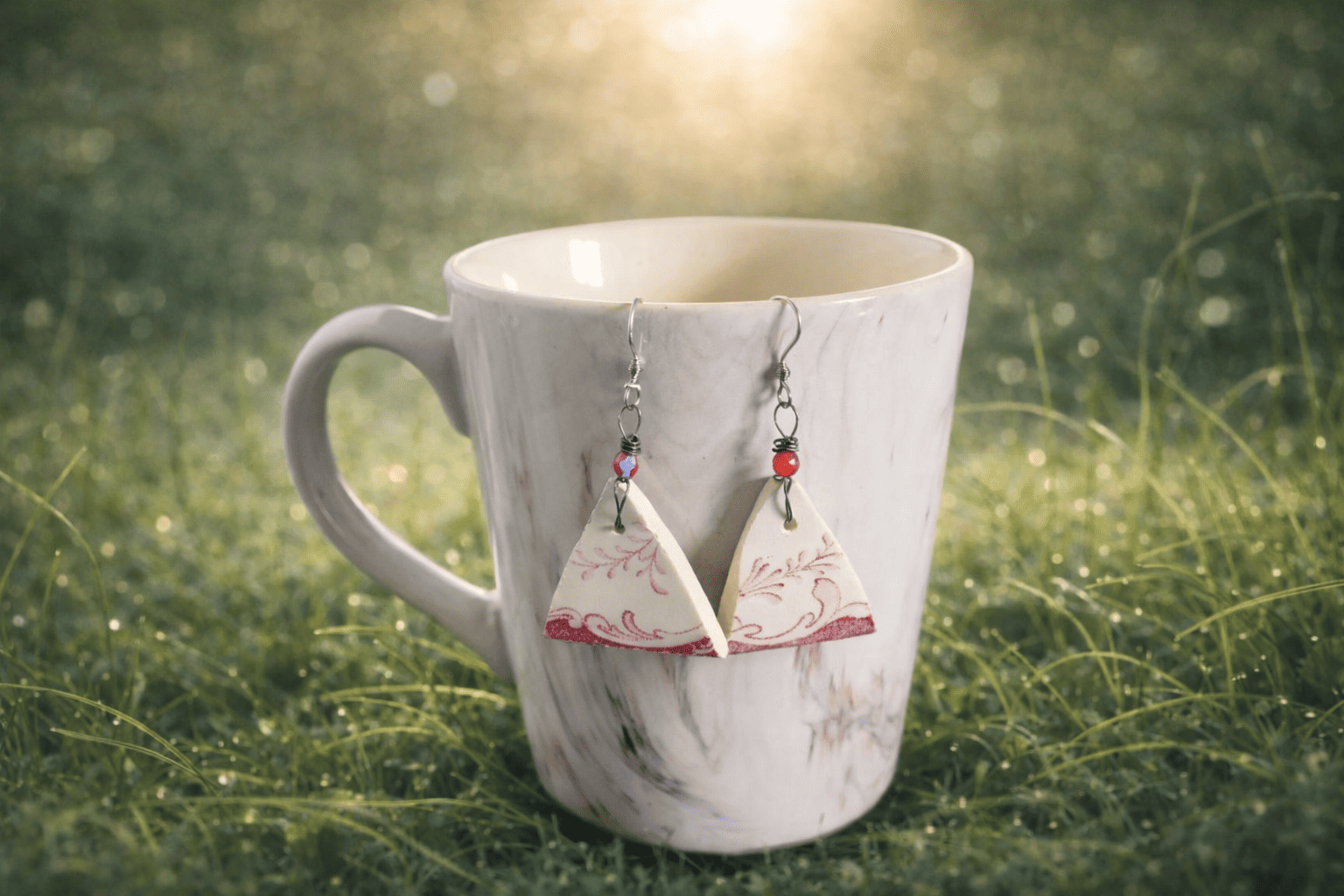 boucles d'oreilles triangle rose