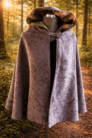 Cape velours gris/rose réversible