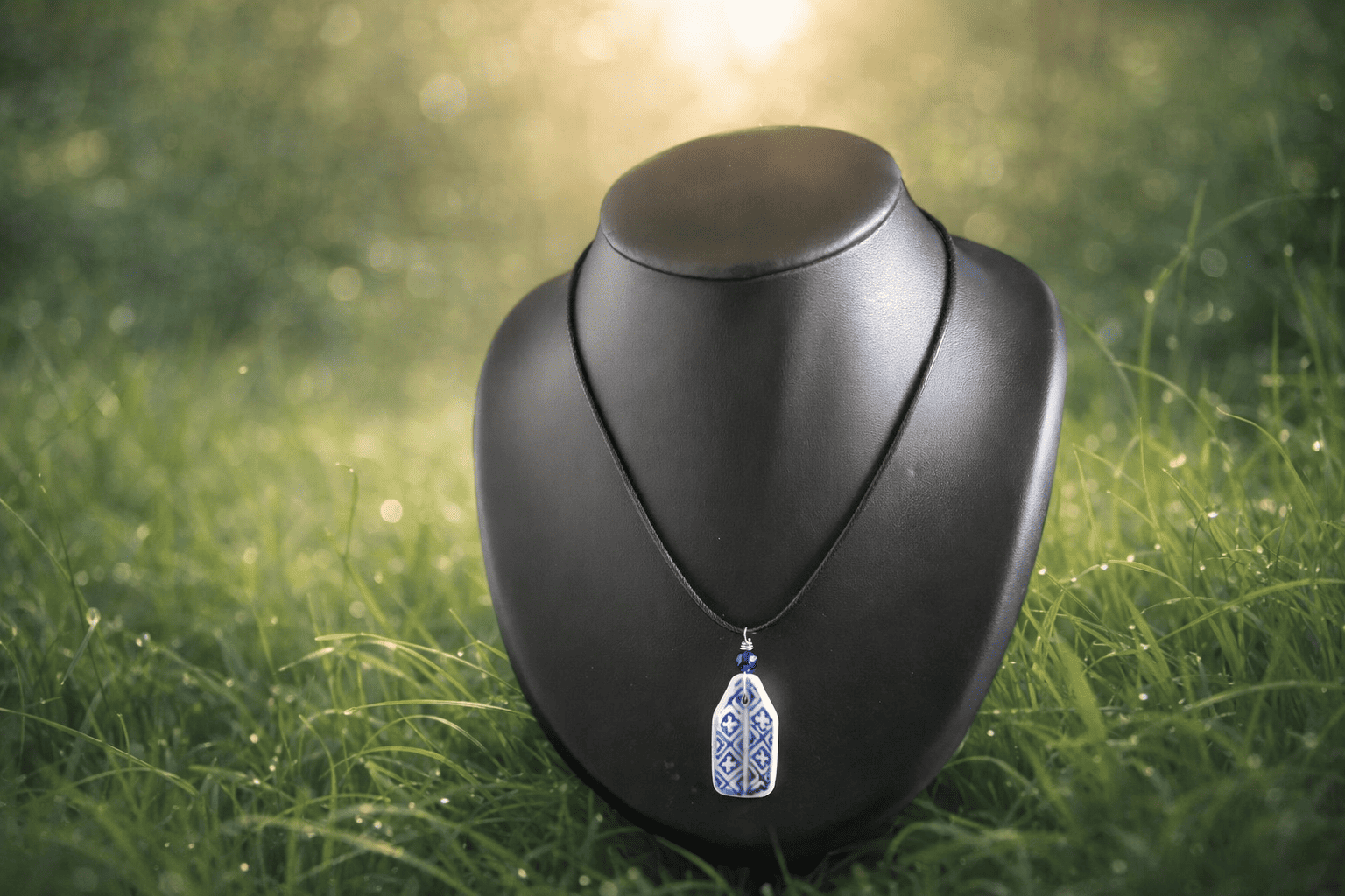 collier cuilliére bleu