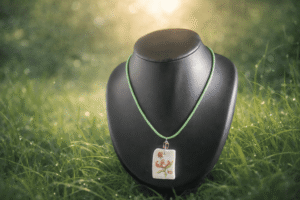 Collier en vaisselle ancienne rose