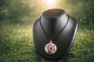 Collier en vaisselle ancienne pivoine